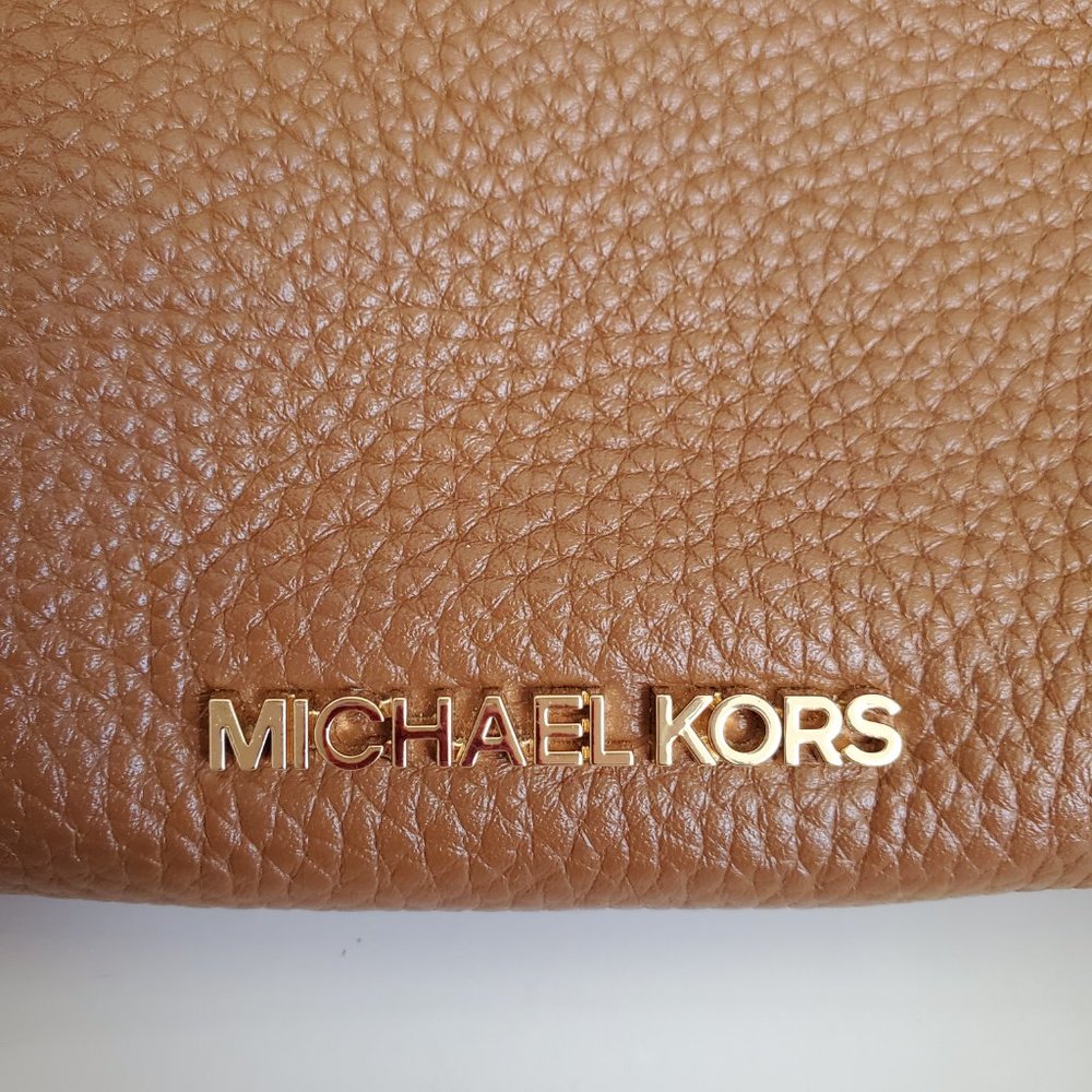 NWOT MICHAEL KORS BROOKE Satchel Handbag Tan Pebbled Leather Medium Shoulder Bag - Picture 5 of 11